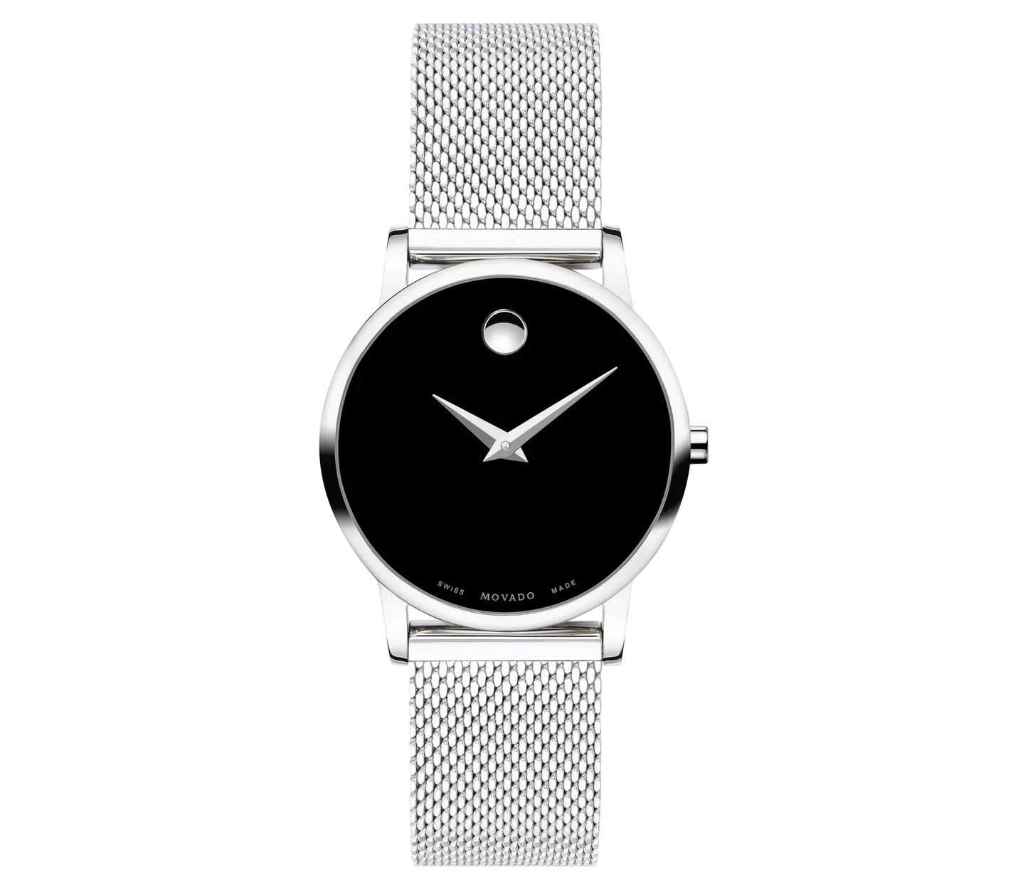 Museum Classic Ladies. Stainless Steel case w/ Black dial and Stainless Steel Mesh Bracelet